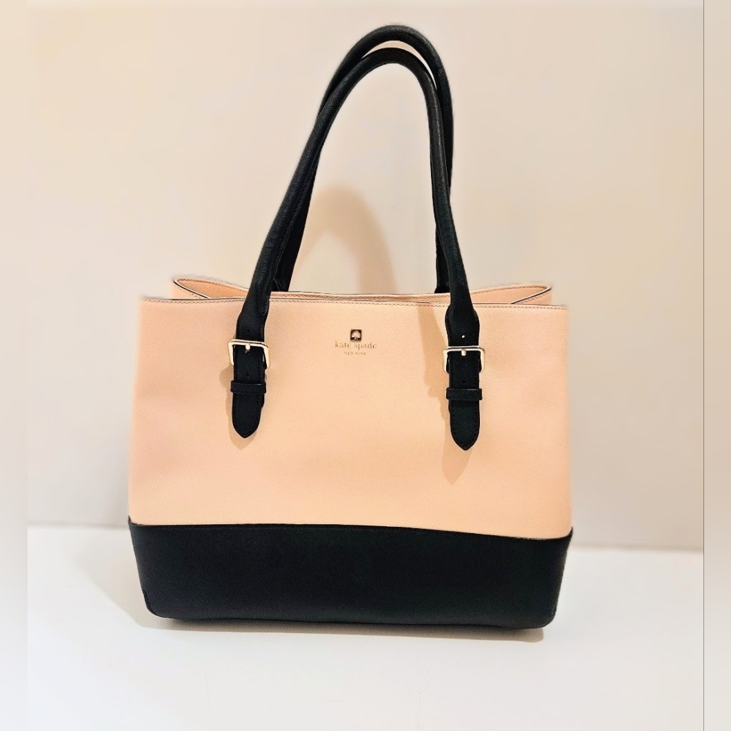 Kate Spade Colorblock Peach/Pink And Black Tote